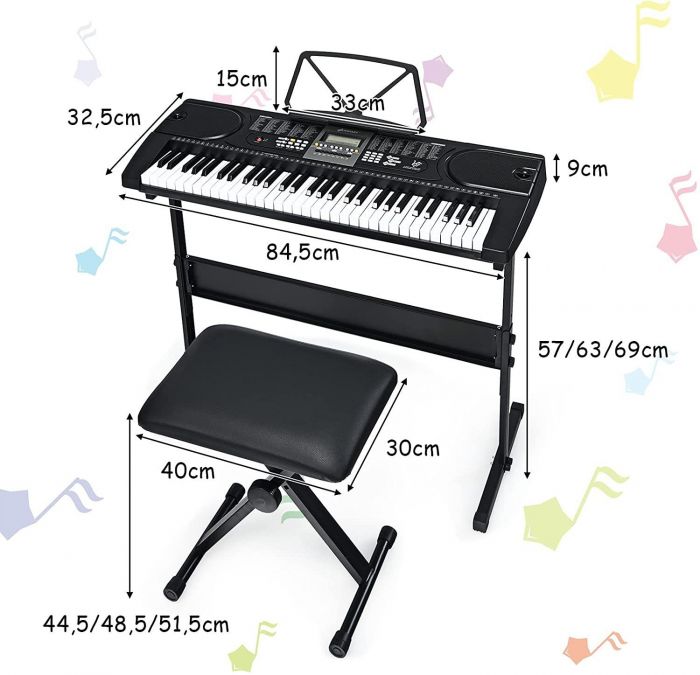 COSTWAY Keyboard, mit 61 Leuchtentasten, 50 Rhythmen/Tone/Demo, 4.5, Newsletter anmelden & Vorteile sichern