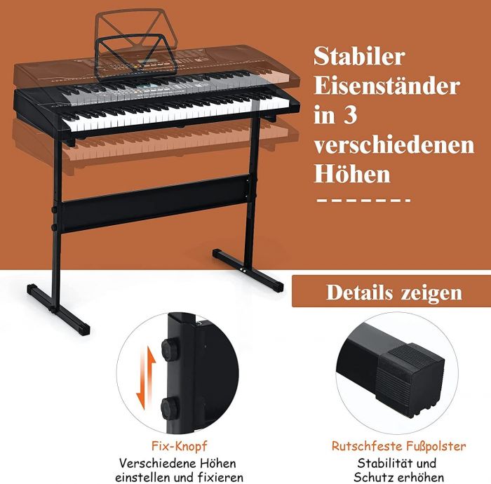 COSTWAY Keyboard, mit 61 Leuchtentasten, 50 Rhythmen/Tone/Demo, 4.5, Newsletter anmelden & Vorteile sichern