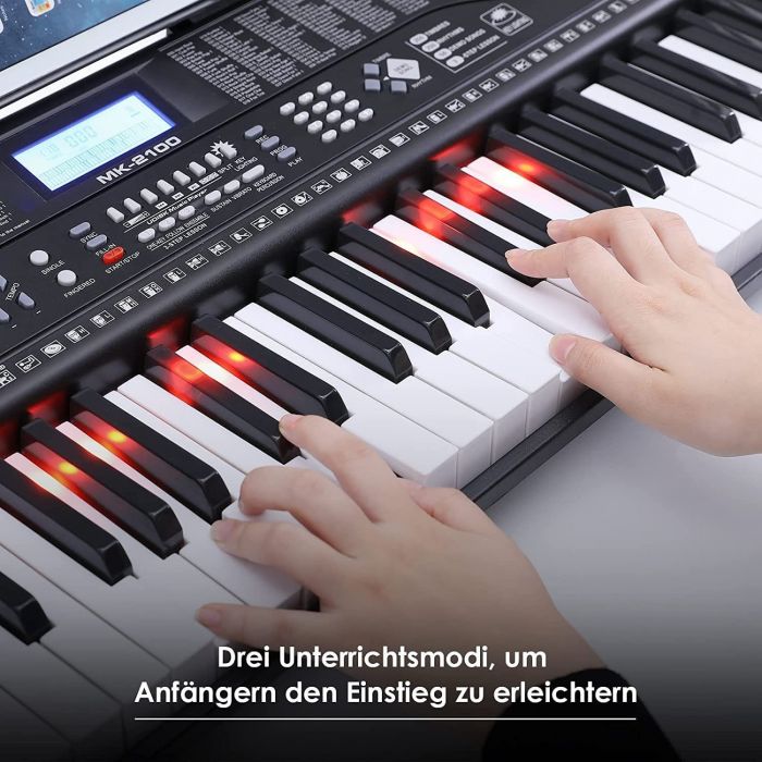 MVPower Digitalpiano 61 Tasten, mit Notenstander Mikrofon, 61 Tasten Klavier Keyboard, 5.0, Newsletter anmelden & Vorteile sichern