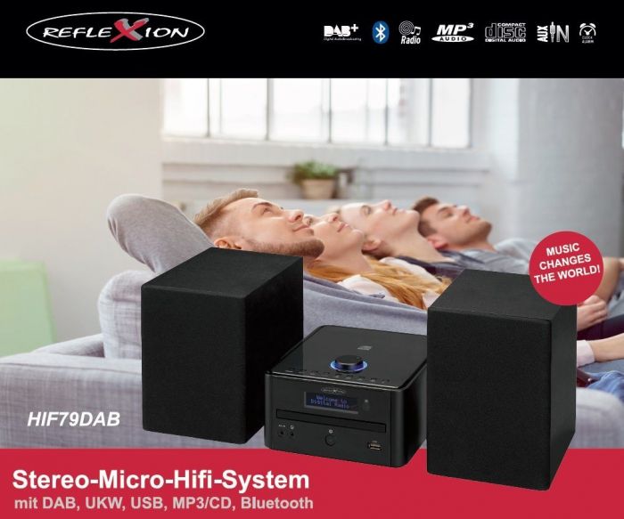 Reflexion HIF79DAB Stereoanlage (DAB/DAB+, UKW Radio, 80,00 W, Stereo-Micro-Hifi-System mit DAB, UKW, USB, MP3/CD, und Bluetooth), Newsletter anmelden & Vorteile sichern