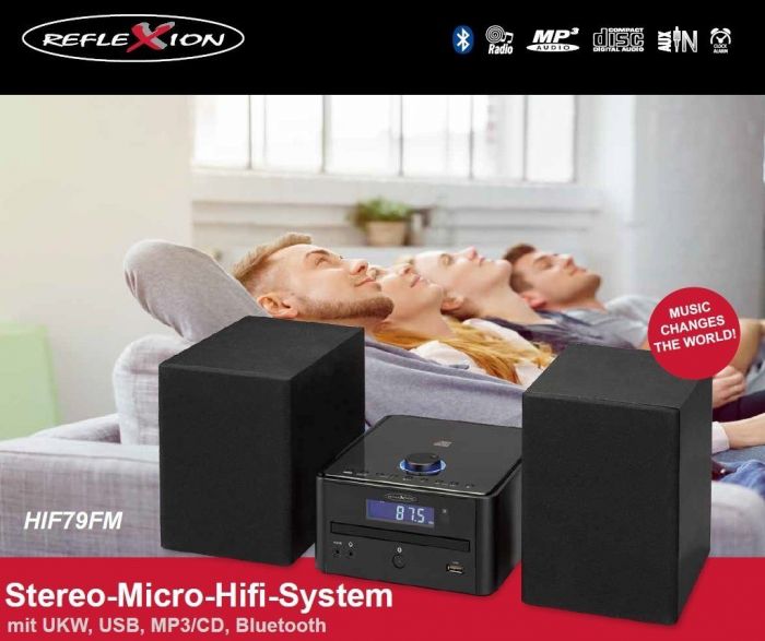 Reflexion HIF79FM Microanlage (UKW, USB, MP3/CD, und Bluetooth, 32,00 W, Alarm, Uhr, Sleep-Funktion), 5.0, Newsletter anmelden & Vorteile sichern