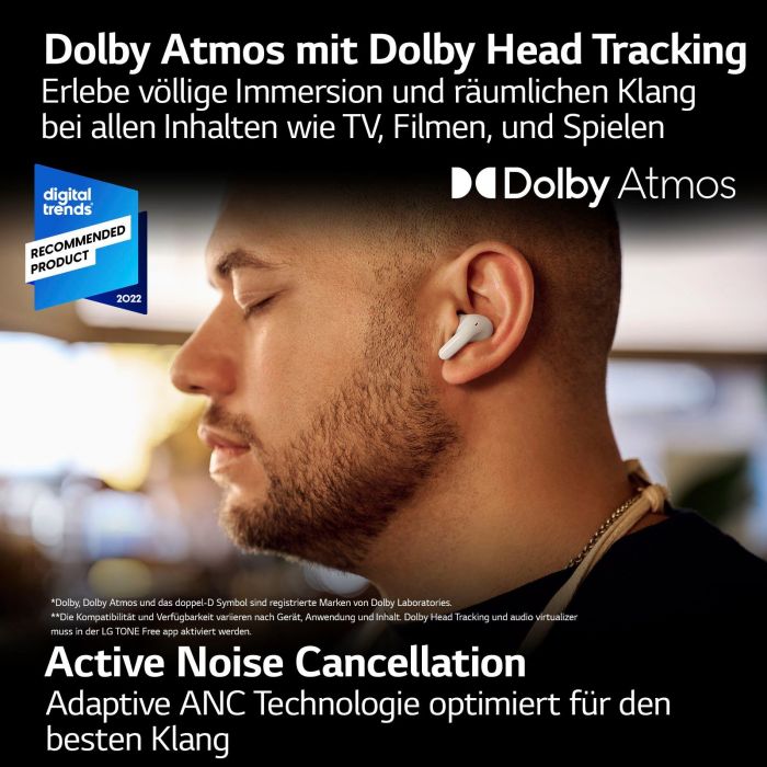 LG TONE Free DT90Q wireless In-Ear-Kopfhorer, LG TONE Free DT90Q | Dolby Atmos®, 4.0, Newsletter anmelden & Vorteile sichern