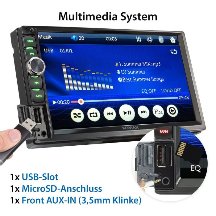 XOMAX XM-2V719 Autoradio mit 7 Zoll Touchscreen Bildschirm, Bluetooth 2 DIN Autoradio, 4.0, Newsletter anmelden & Vorteile sichern