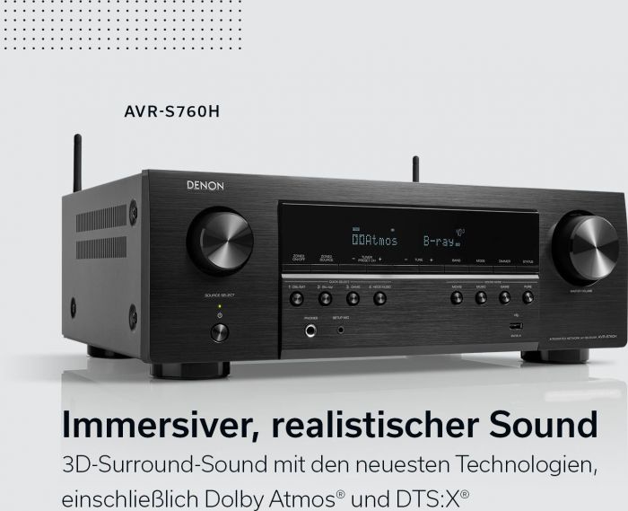 Denon AVR-S760H 8K- 7.2 Heimkinosystem (Bluetooth, LAN (Ethernet), WLAN), 4.5, Newsletter anmelden & Vorteile sichern