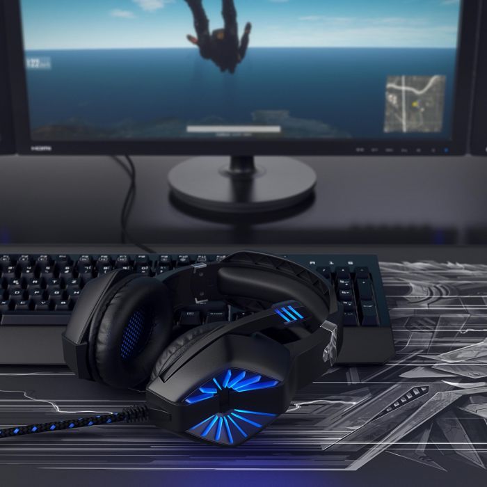 CSL Gaming-Headset (Blaue LED-Beleuchtung; Kopfbugel variabel verstellbar; Bietet kristallklaren Hoch-, Mittel- und Tieftonbereich + dynamische Basswiedergabe, USB "GHS-102" mit Mikrofon - Kopfhorer fur PC, PS4/4 Pro), 4.5, Newsletter anmelden & Vorteile sichern