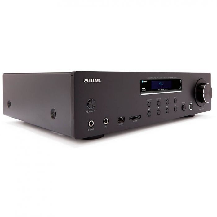 Aiwa AMU-120BT AV-Empfanger und -Verstarker, BT v5.0-Empfanger 2X 60 W Audioverstarker (Anzahl Kanale: 2, 120 W, Tonregelung Bass & Treble unabhangige Einstellungen +/- 10dB, Kanaltrennung > 80 dB bei 1 kHz, Vollalphanumerisches 16-Zeichen x 2-Zeilen-Punktmatrix-Display mit wei?er LED-Hintergrundbeleuchtung und getontem Prismenobjektiv), 4.5, Newsletter anmelden & Vorteile sichern