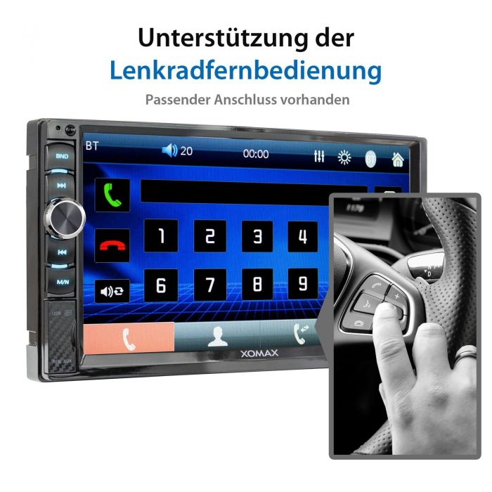 XOMAX XM-2V719 Autoradio mit 7 Zoll Touchscreen Bildschirm, Bluetooth 2 DIN Autoradio, 4.0, Newsletter anmelden & Vorteile sichern