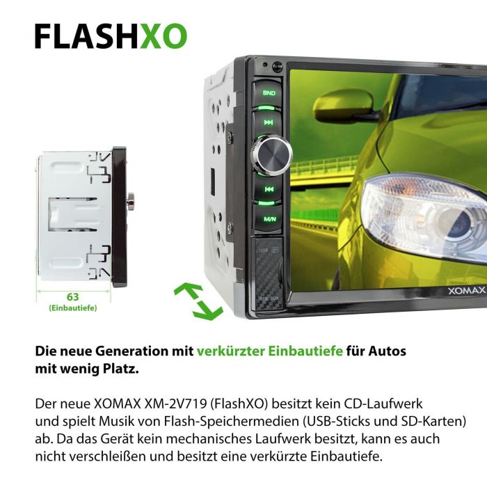 XOMAX XM-2V719 Autoradio mit 7 Zoll Touchscreen Bildschirm, Bluetooth 2 DIN Autoradio, 4.0, Newsletter anmelden & Vorteile sichern