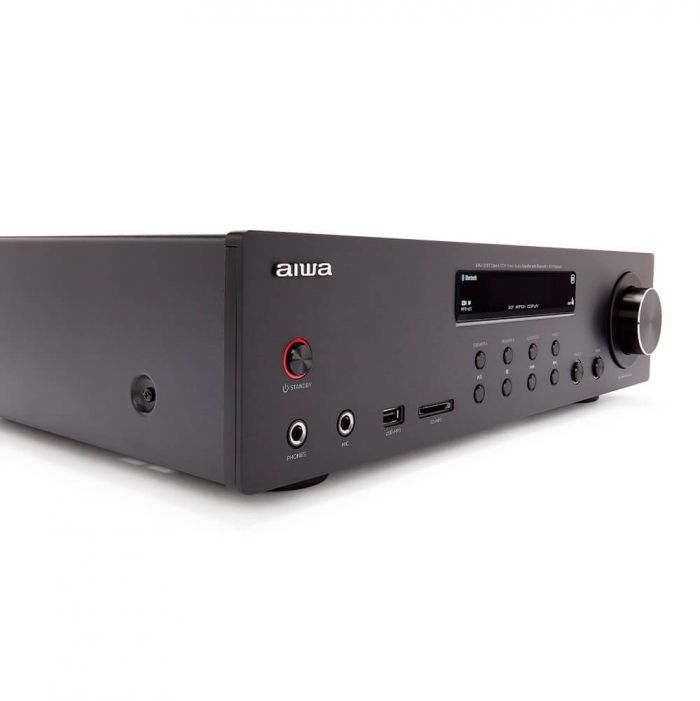 Aiwa AMU-120BT AV-Empfanger und -Verstarker, BT v5.0-Empfanger 2X 60 W Audioverstarker (Anzahl Kanale: 2, 120 W, Tonregelung Bass & Treble unabhangige Einstellungen +/- 10dB, Kanaltrennung > 80 dB bei 1 kHz, Vollalphanumerisches 16-Zeichen x 2-Zeilen-Punktmatrix-Display mit wei?er LED-Hintergrundbeleuchtung und getontem Prismenobjektiv), 4.5, Newsletter anmelden & Vorteile sichern