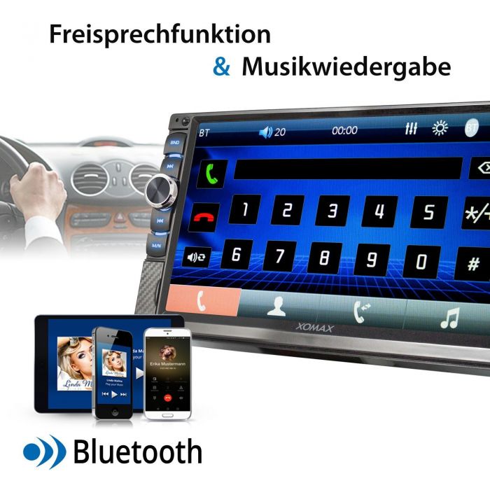 XOMAX XM-2V719 Autoradio mit 7 Zoll Touchscreen Bildschirm, Bluetooth 2 DIN Autoradio, 4.0, Newsletter anmelden & Vorteile sichern