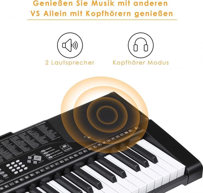 MVPower Digitalpiano 61 Tasten, mit Notenstander Mikrofon, 61 Tasten Klavier Keyboard, 5.0, Newsletter anmelden & Vorteile sichern