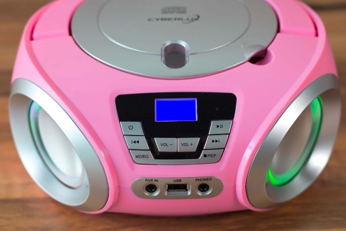 Cyberlux CL-910 tragbarer CD-Player (CD, Kinder CD Player tragbar, Boombox, Musikbox, LED-Disco-Beleuchtung, FM Radio mit MP3 USB), 5.0, Newsletter anmelden & Vorteile sichern