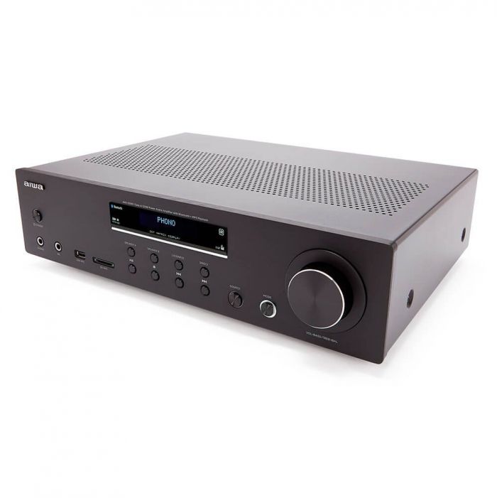 Aiwa AMU-120BT AV-Empfanger und -Verstarker, BT v5.0-Empfanger 2X 60 W Audioverstarker (Anzahl Kanale: 2, 120 W, Tonregelung Bass & Treble unabhangige Einstellungen +/- 10dB, Kanaltrennung > 80 dB bei 1 kHz, Vollalphanumerisches 16-Zeichen x 2-Zeilen-Punktmatrix-Display mit wei?er LED-Hintergrundbeleuchtung und getontem Prismenobjektiv), 4.5, Newsletter anmelden & Vorteile sichern