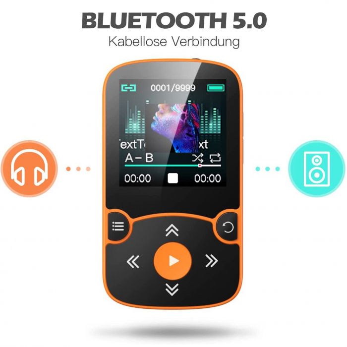 GOLDEN Bluetooth 5.0 Sport 32GB mit 1,5 Zoll TFT Farbbildschirm mit Clip MP3-Player, Newsletter anmelden & Vorteile sichern