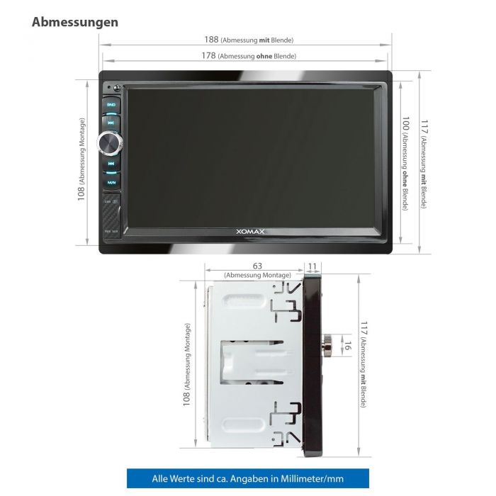 XOMAX XM-2V719 Autoradio mit 7 Zoll Touchscreen Bildschirm, Bluetooth 2 DIN Autoradio, 4.0, Newsletter anmelden & Vorteile sichern